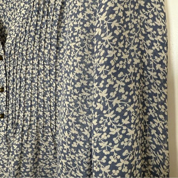 Veronica Beard Blouse Sz 4 Blue White Floral V Neck Long Sleeve Sheer Silk Boho - Picture 4 of 15